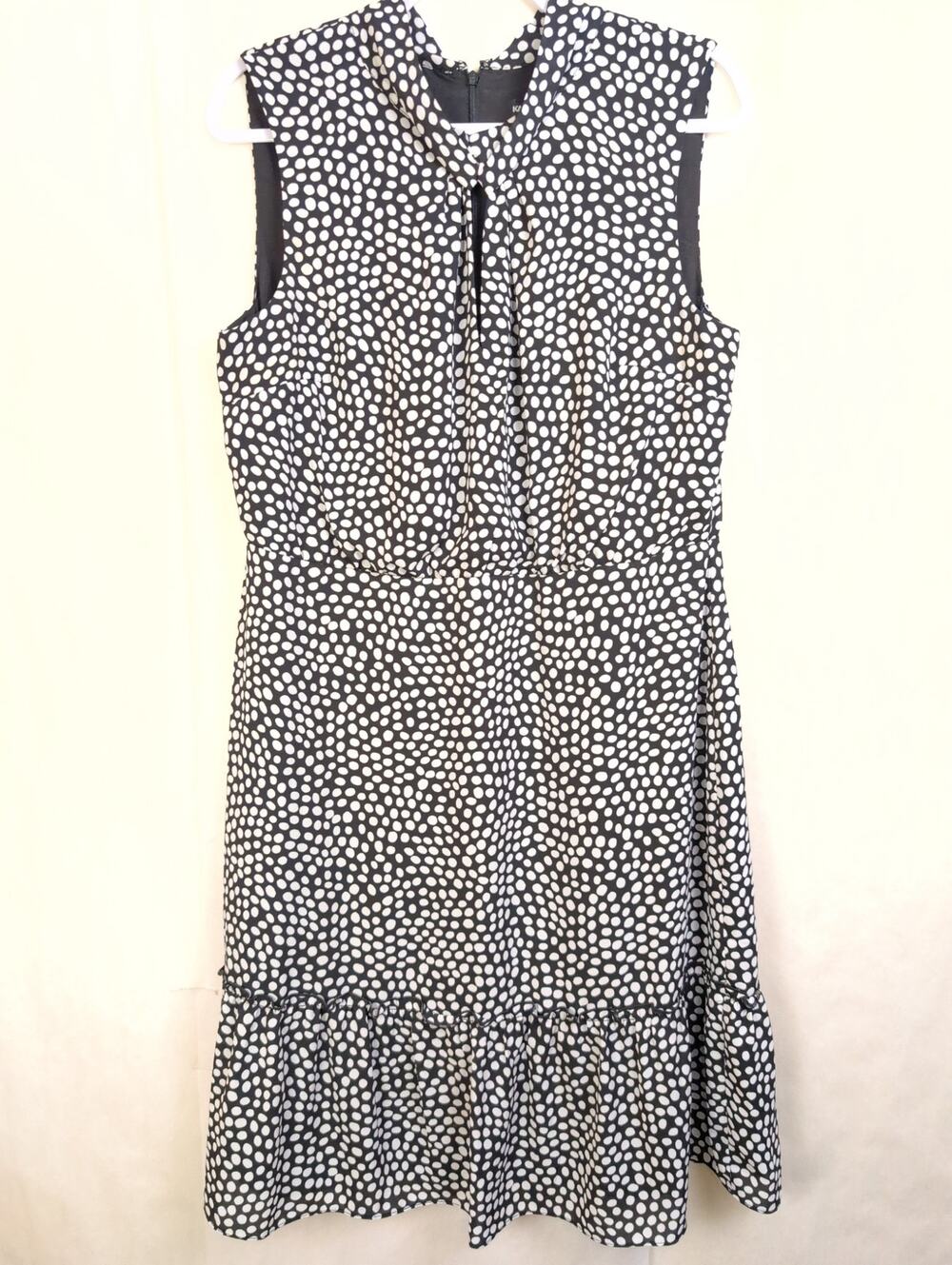 Karl Lagerfeld polka dot blousan midi dress Sz 14 black and white Retro Classic
